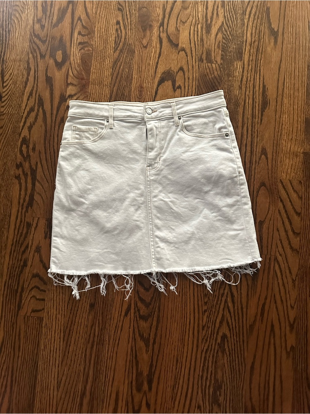 Old Navy White Denim Mini Skirt with Frayed Hem